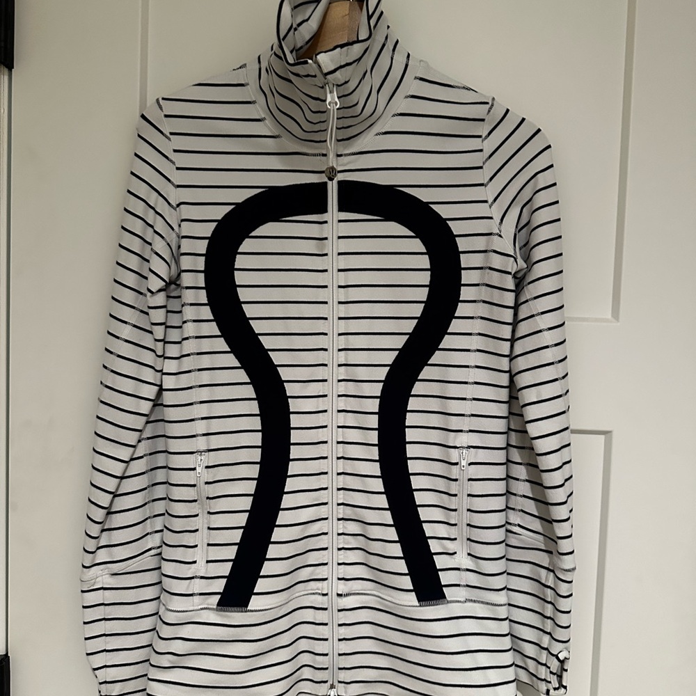 Striped Zip-Up Jacket with Black Accents